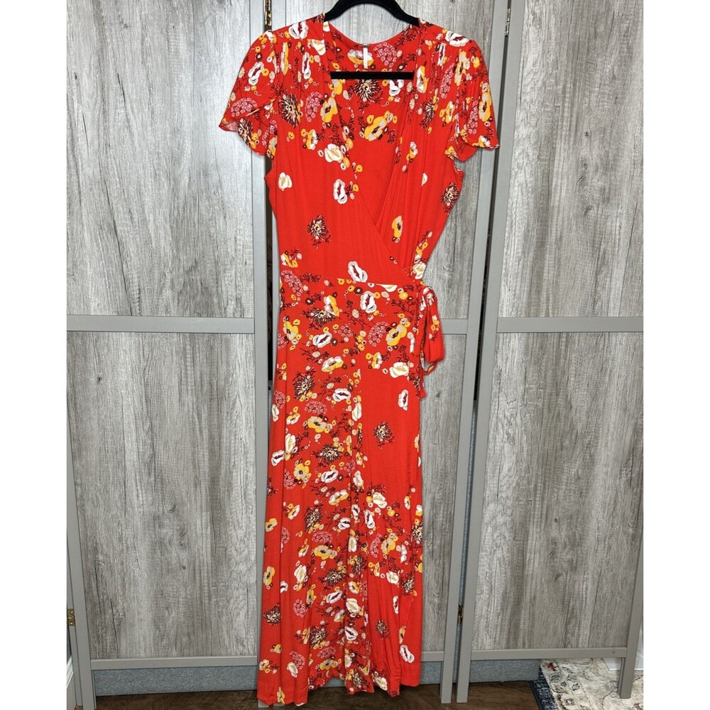 Free People Red Floral Wrap Maxi Dress - Women